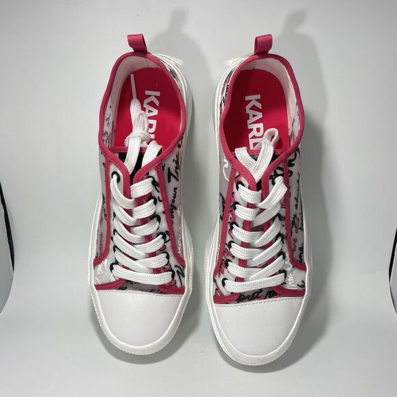 New Karl Lagerfeld Paris Gillianne Script Print Sneakers Women’s Size 7.5 / 38B - Picture 3 of 10